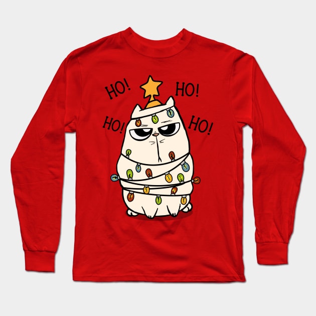 Grumpy christmas Cat Long Sleeve T-Shirt by TSHIRT PLACE